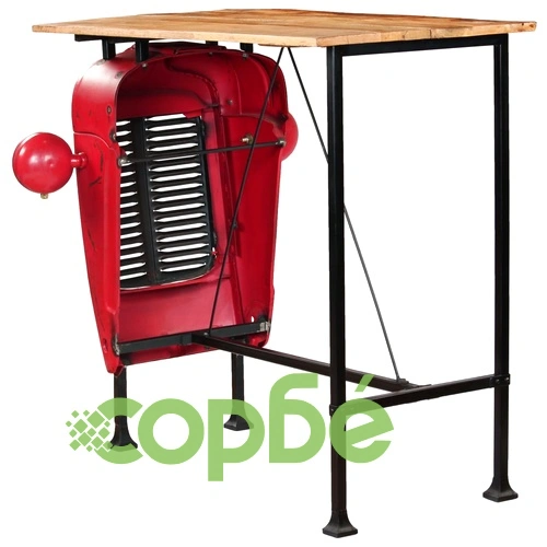 Бар маса Трактор, мангово дърво масив, червена, 60x150x107 см ➤ топ цена ➤ sorbe.bg