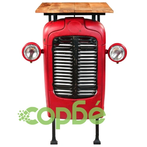 Бар маса Трактор, мангово дърво масив, червена, 60x150x107 см ➤ топ цена ➤ sorbe.bg