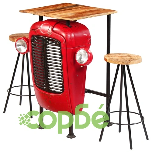 Бар комплект от 3 части, мангово дърво масив, 60x60x107 см ➤ топ цена ➤ sorbe.bg