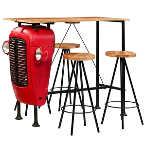 Бар комплект от 5 части, мангово дърво масив, 120x60x107 см