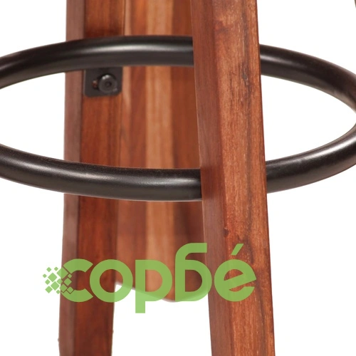 Бар комплект, 3 части, акациево дърво масив и естествена кожа ➤ топ цена ➤ sorbe.bg