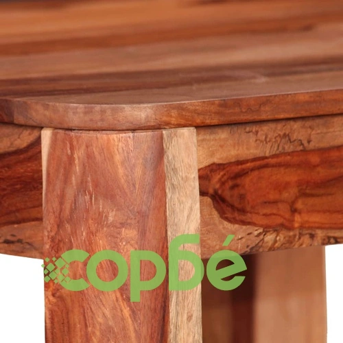 Бар комплект, 3 части, акациево дърво масив и естествена кожа ➤ топ цена ➤ sorbe.bg