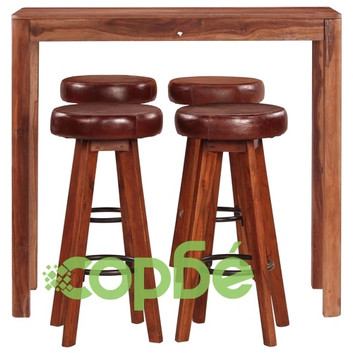 Бар комплект от 5 части, дърво масив, 115x56х107 см ➤ топ цена ➤ sorbe.bg