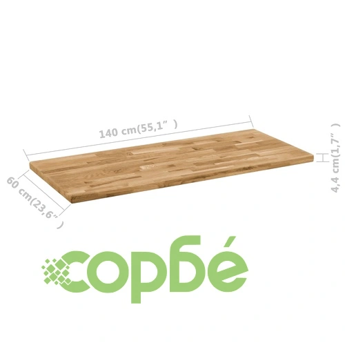 Плот за маса, дъб масив, правоъгълен, 44 мм, 140х60 см ➤ топ цена ➤ sorbe.bg