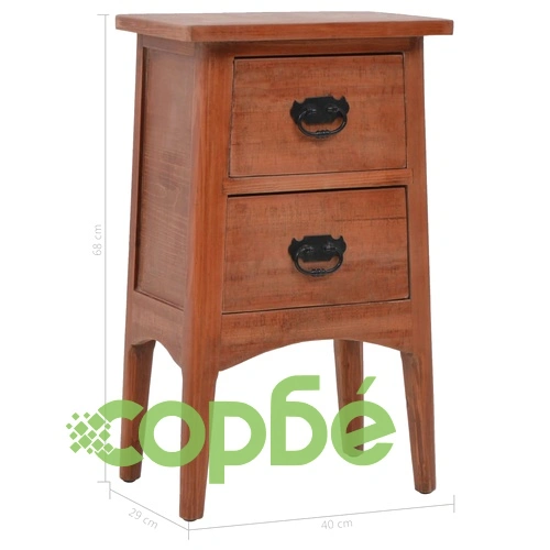 Нощно шкафче, чамова дървесина масив, 40x29x68 см, кафяво ➤ топ цена ➤ sorbe.bg