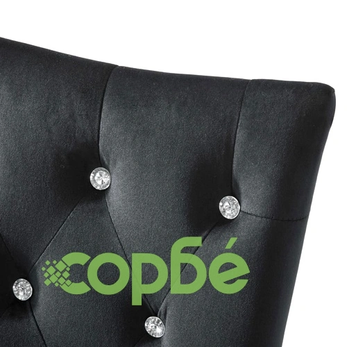 Трапезни столове, 2 бр, черни, кадифе ➤ топ цена ➤ sorbe.bg