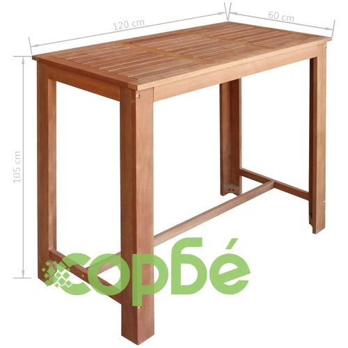 Комплект бар маса и столове, 5 части, акациево дърво масив ➤ топ цена ➤ sorbe.bg