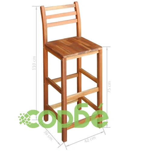 Комплект бар маса и столове, 5 части, акациево дърво масив ➤ топ цена ➤ sorbe.bg