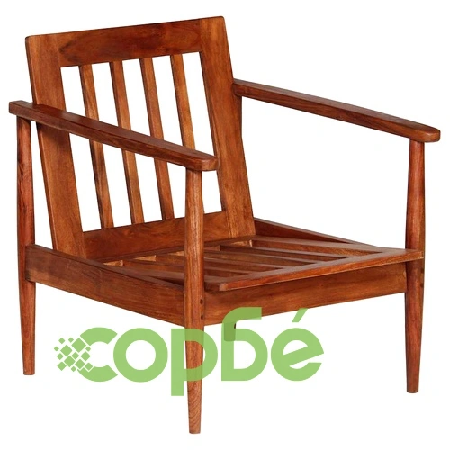 Фотьойл, кафяв, естествена кожа и акациево дърво ➤ топ цена ➤ sorbe.bg