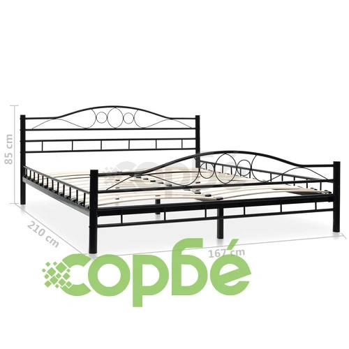 Рамка за легло, черна, метал, 160x200 см ➤ топ цена ➤ sorbe.bg