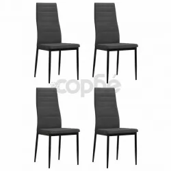 Трапезни столове, 4 бр, тъмносиви, текстил
