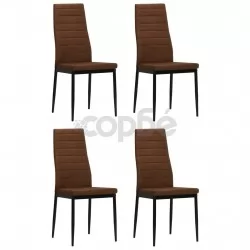 Трапезни столове, 4 бр, кафяви, текстил