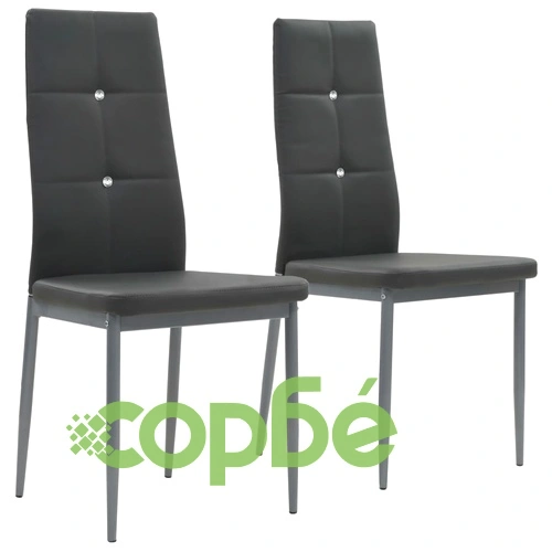 Трапезни столове, 2 бр, сиви, изкуствена кожа ➤ топ цена ➤ sorbe.bg