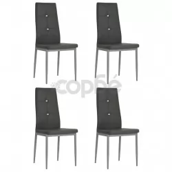 Трапезни столове, 4 бр, сиви, изкуствена кожа