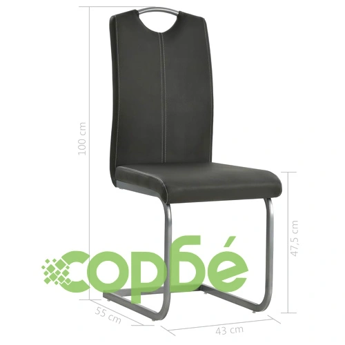 Конзолни трапезни столове, 2 бр, сиви, изкуствена кожа ➤ топ цена ➤ sorbe.bg