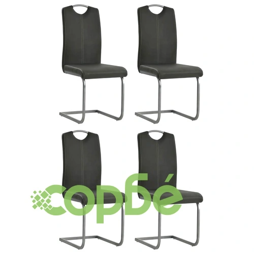 Конзолни трапезни столове, 4 бр, сиви, изкуствена кожа ➤ топ цена ➤ sorbe.bg