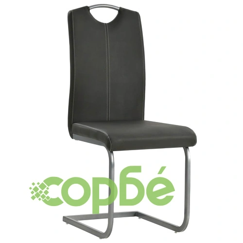 Конзолни трапезни столове, 4 бр, сиви, изкуствена кожа ➤ топ цена ➤ sorbe.bg