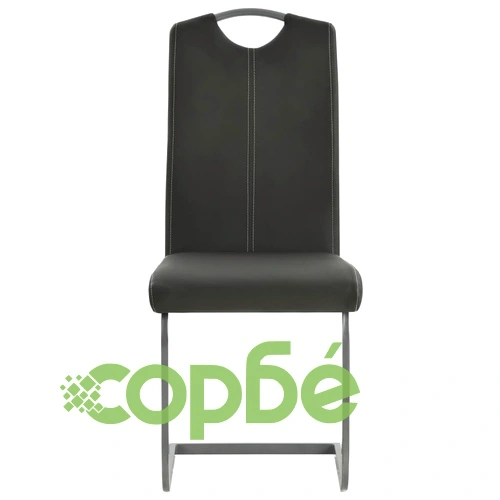 Конзолни трапезни столове, 4 бр, сиви, изкуствена кожа ➤ топ цена ➤ sorbe.bg