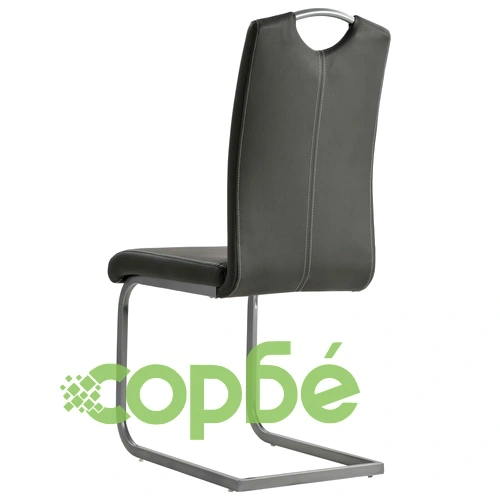 Конзолни трапезни столове, 4 бр, сиви, изкуствена кожа ➤ топ цена ➤ sorbe.bg