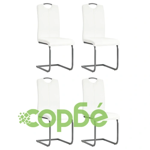 Конзолни трапезни столове, 4 бр, бели, изкуствена кожа ➤ топ цена ➤ sorbe.bg