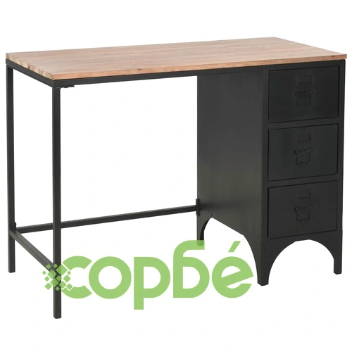 Единично бюро тип писалище, ела масив и стомана, 100x50x76 см ➤ топ цена ➤ sorbe.bg