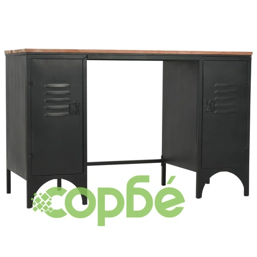 Двойно бюро тип писалище, ела масив и стомана, 120x50x76 см ➤ топ цена ➤ sorbe.bg