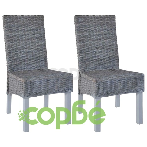 Трапезни столове, 2 бр, светлокафяви, кубу ратан и манго дърво ➤ топ цена ➤ sorbe.bg