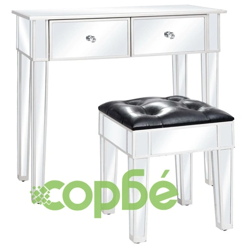 Огледална тоалетка с табуретка, МДФ и стъкло ➤ топ цена ➤ sorbe.bg