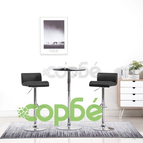 Бар табуретки, 2 бр, черни, изкуствена кожа ➤ топ цена ➤ sorbe.bg