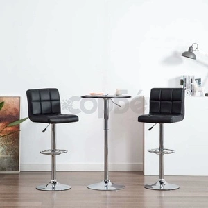 Бар табуретки, 2 бр, черни, изкуствена кожа