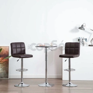 Бар табуретки, 2 бр, кафяви, изкуствена кожа