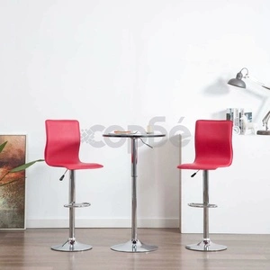 Бар табуретки, 2 бр, червени, изкуствена кожа