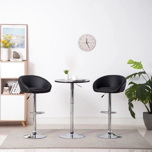 Бар столове, 2 бр, черни, изкуствена кожа