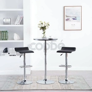 Бар табуретки, 2 бр, черни, изкуствена кожа