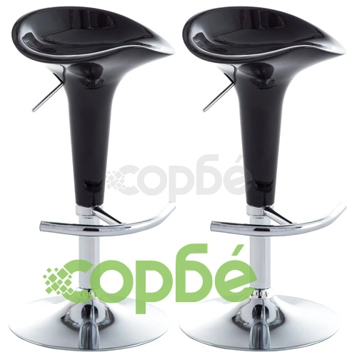 Бар табуретки, 2 бр, черни, пластмаса ➤ топ цена ➤ sorbe.bg