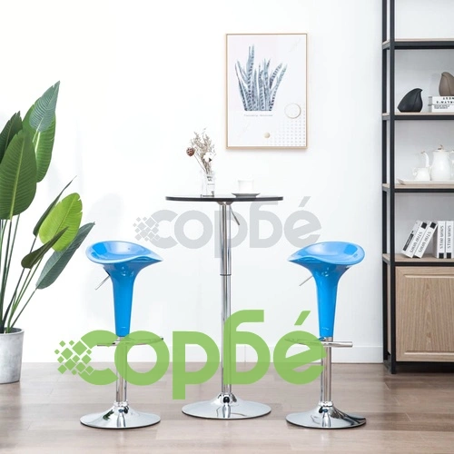Бар табуретки, 2 бр, сини, пластмаса ➤ топ цена ➤ sorbe.bg