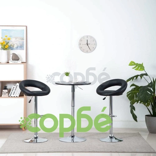 Бар табуретки, 2 бр, черни, изкуствена кожа ➤ топ цена ➤ sorbe.bg