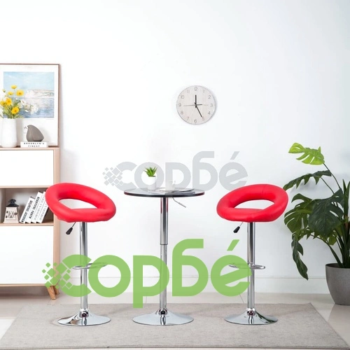 Бар табуретки, 2 бр, червени, изкуствена кожа ➤ топ цена ➤ sorbe.bg