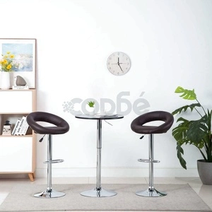 Бар табуретки, 2 бр, кафяви, изкуствена кожа