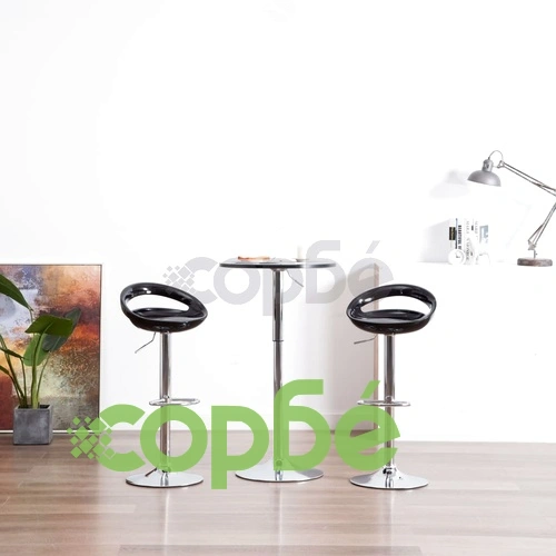 Бар табуретки, 2 бр, черни, пластмаса ➤ топ цена ➤ sorbe.bg
