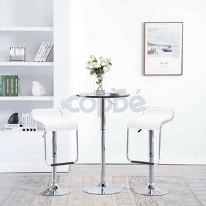 Въртящи се бар табуретки, 2 бр, бели, изкуствена кожа