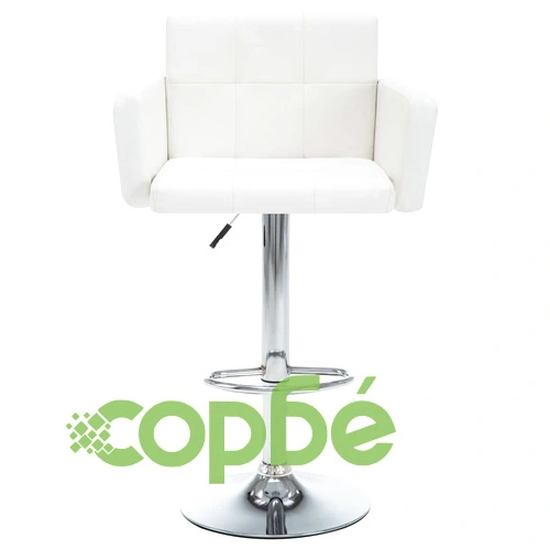 Въртящи се бар столове, 2 бр, бели, изкуствена кожа ➤ топ цена ➤ sorbe.bg