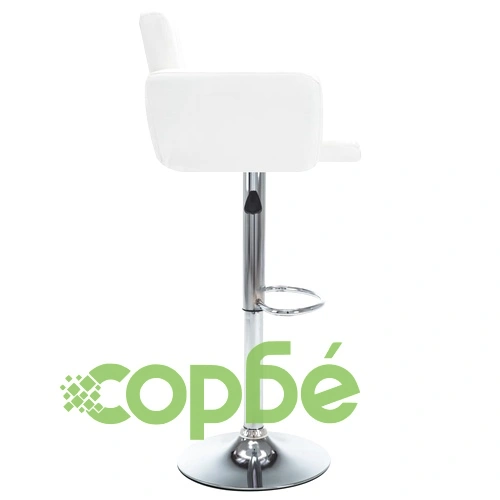 Въртящи се бар столове, 2 бр, бели, изкуствена кожа ➤ топ цена ➤ sorbe.bg