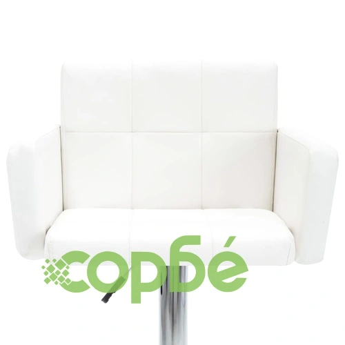 Въртящи се бар столове, 2 бр, бели, изкуствена кожа ➤ топ цена ➤ sorbe.bg