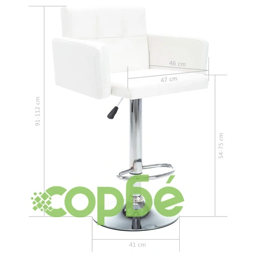 Въртящи се бар столове, 2 бр, бели, изкуствена кожа ➤ топ цена ➤ sorbe.bg