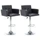 Въртящи се бар столове, 2 бр, черни, изкуствена кожа
