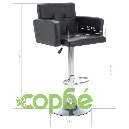 Въртящи се бар столове, 2 бр, черни, изкуствена кожа ➤ топ цена ➤ sorbe.bg