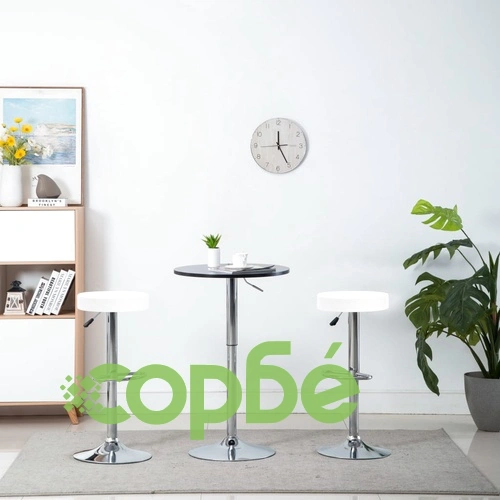 Въртящи се бар табуретки, 2 бр, бели, изкуствена кожа ➤ топ цена ➤ sorbe.bg