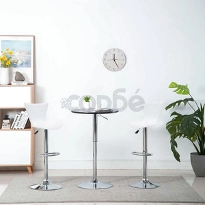 Въртящи се бар табуретки, 2 бр, бели, изкуствена кожа