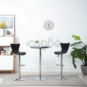 Въртящи се бар табуретки, 2 бр, черни, изкуствена кожа